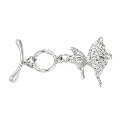 Brass Micro Pave Clear Cubic Zirconia Toggle Clasps KK-K391-23P-1