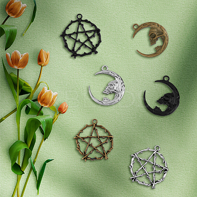 30Pcs 6 Styles Alloy Pendants FIND-FH0007-06-1