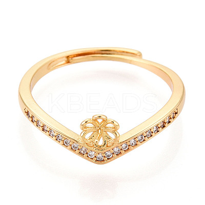 Flower Brass Micro Pave Cubic Zirconia Cup Peg Ring Settings LS-KK-N274-30G-1