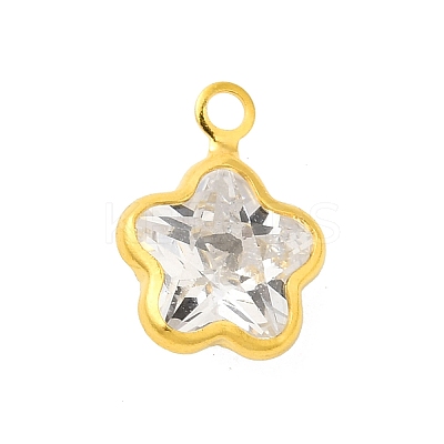 Real 18K Gold Plated Rack Plating Brass Micro Pave Cubic Zirconia Pendants Charms KK-S396-05F-1