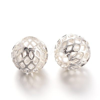 Rack Plating Hollow Round Brass Filigree Beads X-KK-L129-12S-1