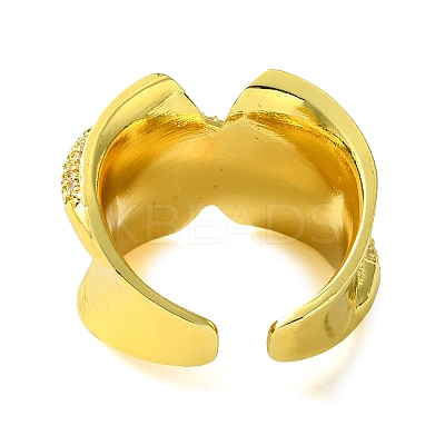 Brass Micro Pave Cubic Zirconia Open Cuff Ring RJEW-K256-14G-1