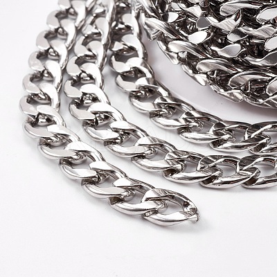 Tarnish Resistant 3.28 Feet 304 Stainless Steel Cuban Link Chains X-CHS-E013-17C-1