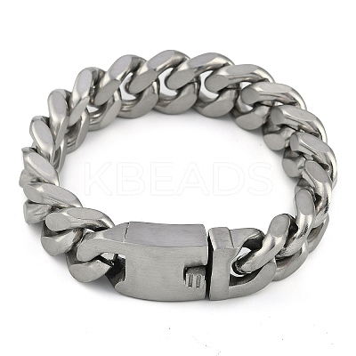 304 Stainless Steel Cuban Link Chain Bracelets for Men BJEW-B102-06P-1