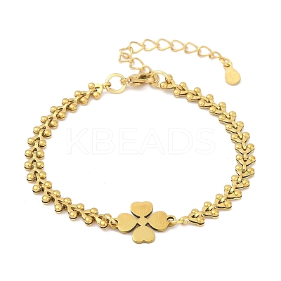 304 Stainless Steel Clover Link Bracelets BJEW-V003-01G-1