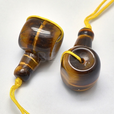 Natural Tiger Eye 3 Hole Guru Beads X-G-K208-02-A-14-1