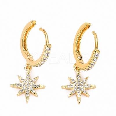 Brass Micro Pave Clear Cubic Zirconia Huggie Hoop Earrings EJEW-JE04380-01-1