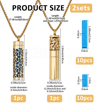 2Pcs 2 Styles Stainless Steel Perfume Bottle Necklaces NJEW-FH0001-29A-1