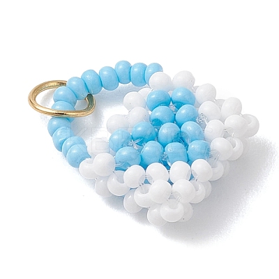 Glass Seed Beaded Handbag Pendants PALLOY-MZ01217-02-1