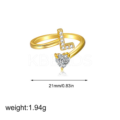 Brass Micro Pave Clear Cubic Zirconia Cuff Open Rings FS-WGF859A-19-1