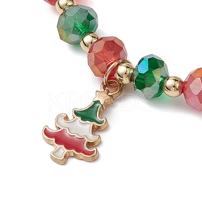 Christmas Theme Glass Beaded Stretch Bracelets BJEW-TA00540-1