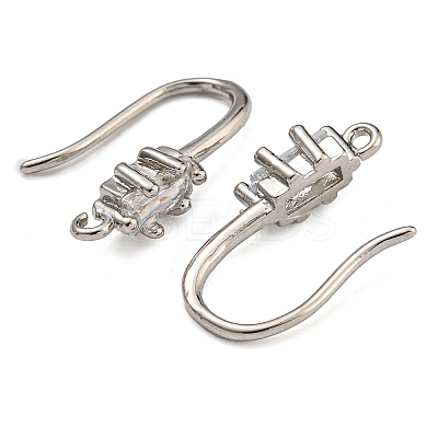 Brass Pave Clear Cubic Zirconia Earring Hooks KK-R149-20P-1