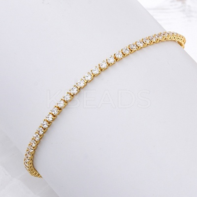 Brass Pave Clear Cubic Zirconia Horse Eye Box Chain Slider Bracelets BJEW-YWC0002-06B-G-1