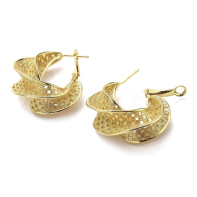 Rack Plating Brass Twist Teardrop Hoop Earrings EJEW-D063-01G-1