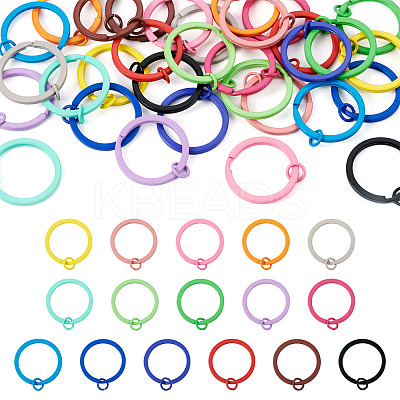 32Pcs 16 Colors Spray Painted Iron Split Key Rings IFIN-TA0001-56-1
