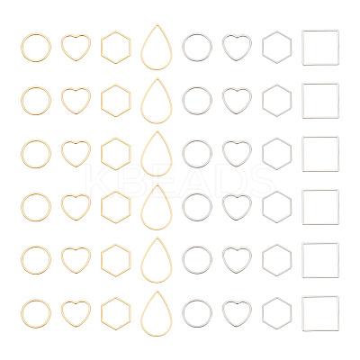 48Pcs 8 Style 304 Stainless Steel Linking Rings STAS-UN0020-58-1