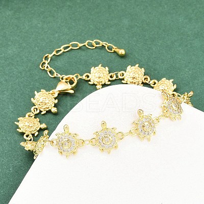 Brass Micro Pave Clear Cubic Zirconia Link Chain Bracelets for Women BJEW-A090-11B-G-1