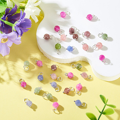 30Pcs Natural Colorful Tourmaline Dice Charms PALLOY-TA00369-1