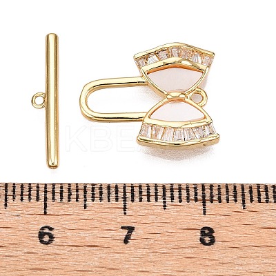 Brass Micro Pave Clear Cubic Zirconia Toggle Clasps KK-N254-162G-1