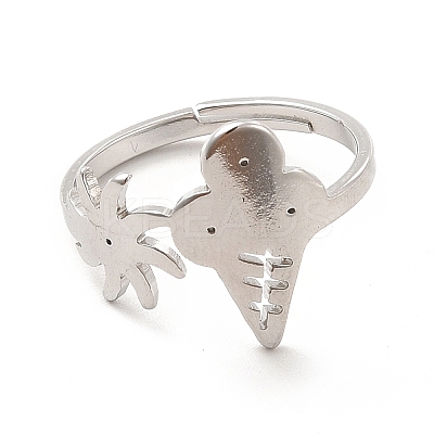 Non-Tarnish 201 Stainless Steel Sun & Ice Cream Adjustable Ring for Women RJEW-F131-02P-1