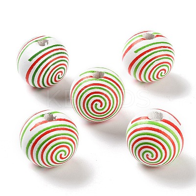 Printed Wood European Beads WOOD-Z002-03C-1