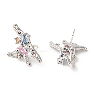 Colorful Cubic Zirconia Butterfly Stud Earrings EJEW-H092-04P-1
