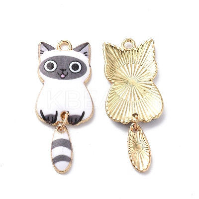 Light Gold Rack Plating Alloy Enamel Pendants ENAM-G210-01LG-03-1