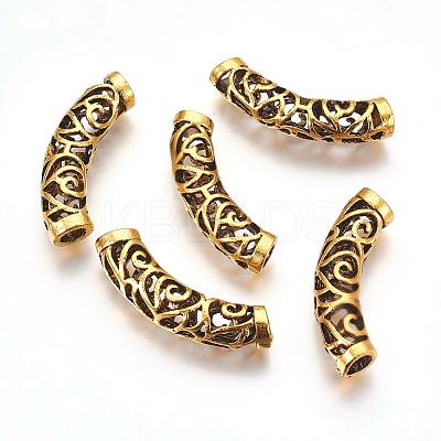 Tibetan Style Alloy Curved Tube Beads PALLOY-J154-58AG-1