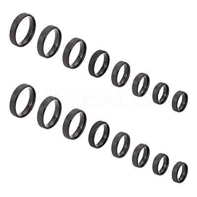 16Pcs 8 Size 201 Stainless Steel Textured Plain Band Rings Set for Women RJEW-UN0002-77EB-1
