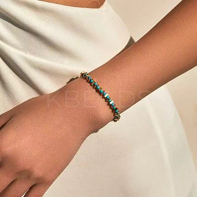 Synthetic Turquoise & Brass Beaded Bracelets for Women XC1263-1