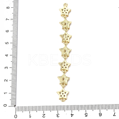 Brass Micro Pave Clear Cubic Zirconia 7 Star Links Connector Charms KK-H539-16G-04-1