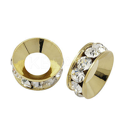 Brass Rhinestone Spacer Beads RB-A020-9mm-01LG-1