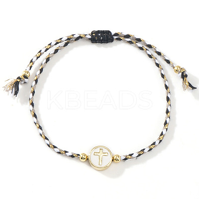 Brass Enamel Bead Braided Bead Bracelets AG3101-4-1