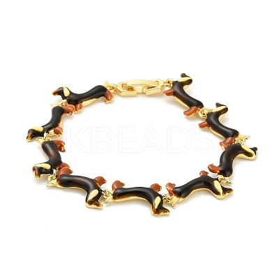 Brass Enamel Link Bracelets for Women BJEW-B149-03G-1