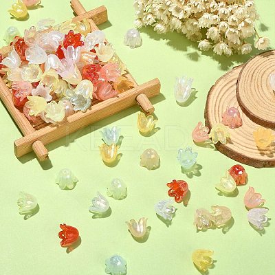 300Pcs 6-Petal Imitation Jelly Acrylic Bead Caps JACR-CJ0001-02-1