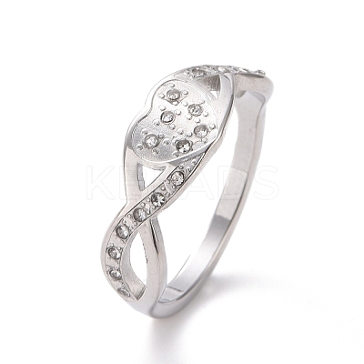 Crystal Rhinestone Infinity with Heart Finger Ring RJEW-D120-12B-P-1