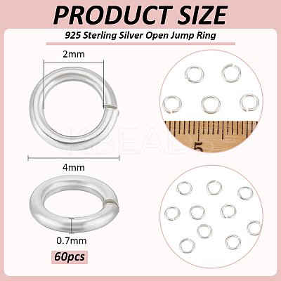 60Pcs 925 Sterling Silver Open Jump Ring STER-BC0002-57B-1