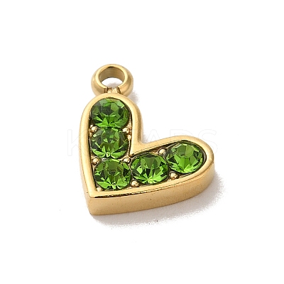 Golden Tone 304 Stainless Steel Rhinestone Charms STAS-L025-005G-05-1