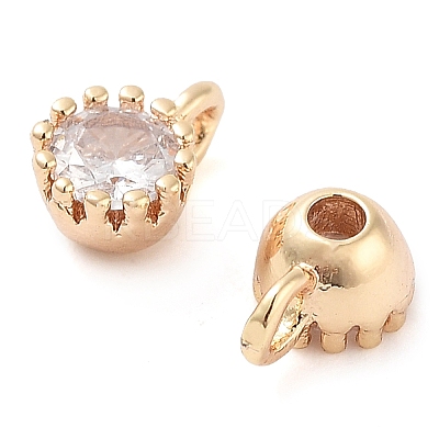 Brass Micro Pave Cubic Zirconia Charms KK-U028-19G-01-1