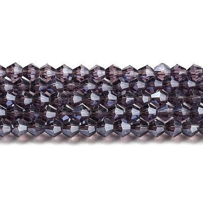 Transparent Electroplate Glass Beads Strands GLAA-F029-3mm-C04-1