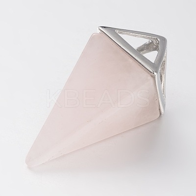 Natural Rose Quartz Point Pendulum Pendants G-E301-06P-1