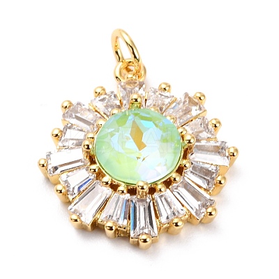 Brass Micro Pave Cubic Zirconia Pendants ZIRC-O044-21A-G-1