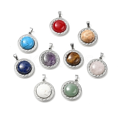 Natural & Synthetic Mixed Gemstone Pendants G-J399-P-1
