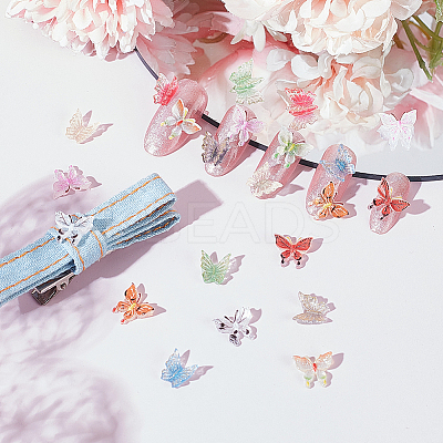 120Pcs 12 Colors Butterfly Resin Nail Art Cabochons MRMJ-HY0001-39-1
