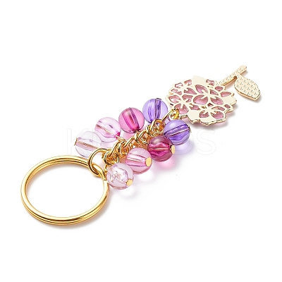 4Pcs Grape/Flower/Heart/Butterfly Alloy Enamel Pendant Keychain KEYC-JKC00412-04-1