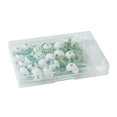 40Pcs 4 Styles Saint Patrick's Day Theme Spray Painted Natural Wood Beads WOOD-FS0001-13-1