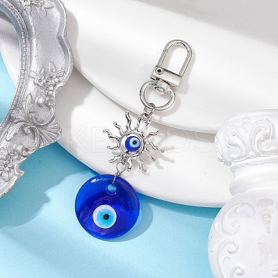 Horse Eye/Heart/Star/Hamsa Hand/Flat Round with Evil Eye Lampwork Pendant Decorations HJEW-JM01997-1