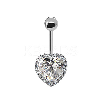 316L Surgical Stainless Steel Clear Cubic Zirconia Belly Button Rings WG93CBC-06-1