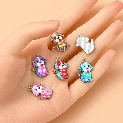 12Pcs 6 Colors Alloy Enamel Pandants ENAM-YW0003-80-1