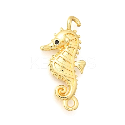 Brass Micro Pave Black Cubic Zirconia Sea Animals Connector Charms KK-C121-03G-1